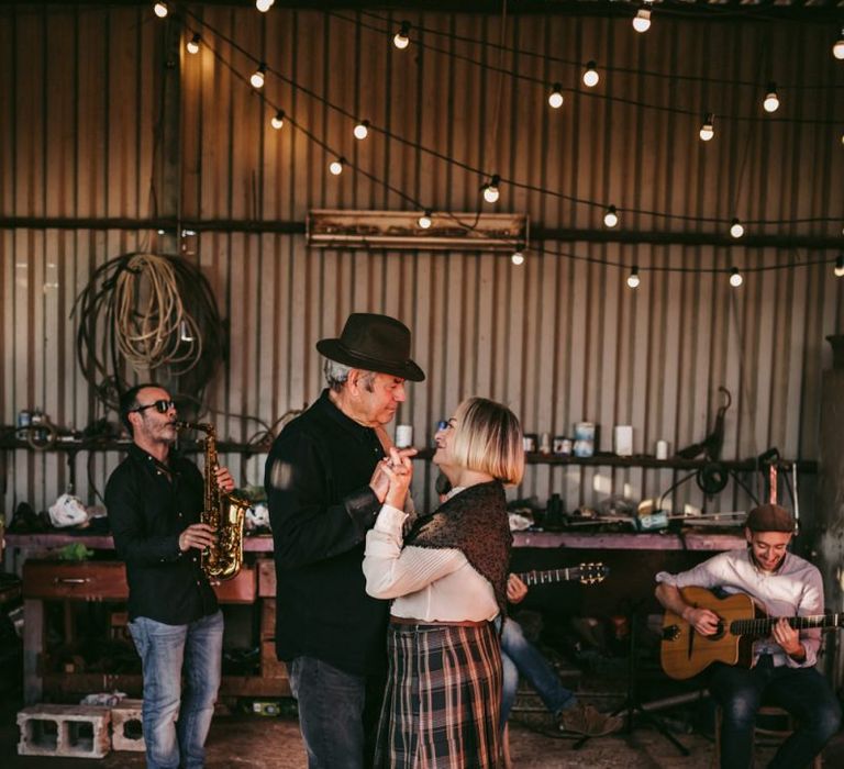 Couple dancing at golden wedding anniversary