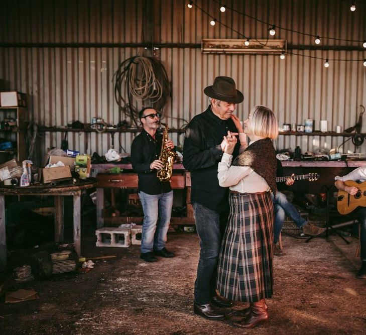 Couple dancing at vow renewal