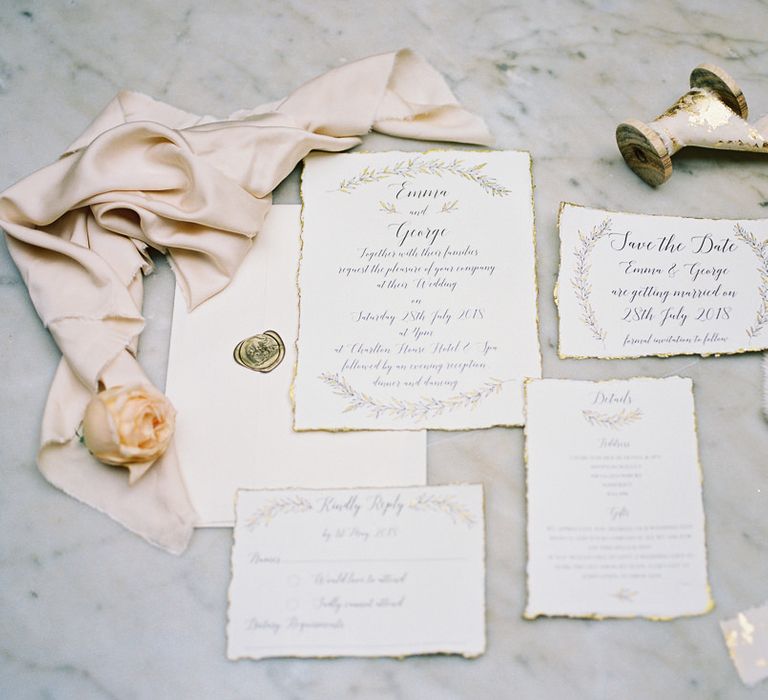 Stationery by Samantha Geen Designs | Fairytale Opulence at Charlton House, Somerset | Fine Art Film Photography by Liz Baker | Luxe Florist Fleur Provocateur.