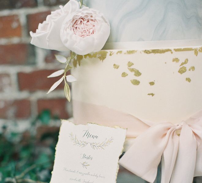 Cake by Peony Rose Cakes | Stationery by Samantha Geen Designs | Fairytale Opulence at Charlton House, Somerset | Fine Art Film Photography by Liz Baker | Luxe Florist Fleur Provocateur.