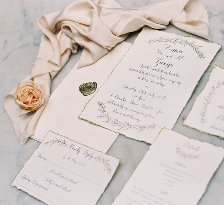 Stationery by Samantha Geen Designs | Fairytale Opulence at Charlton House, Somerset | Fine Art Film Photography by Liz Baker | Luxe Florist Fleur Provocateur.