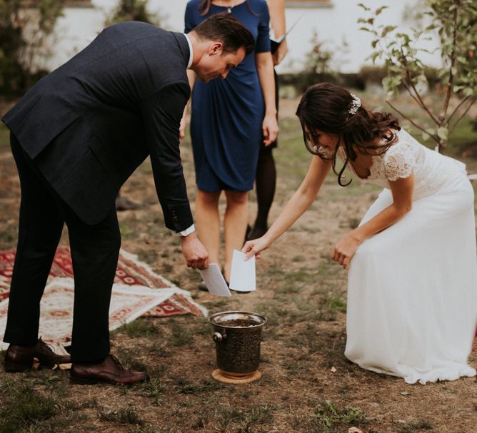 Bride and groom during blessing ceremony