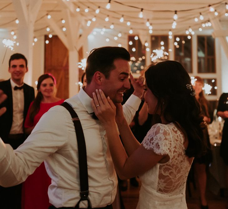 Bride and groom dancing