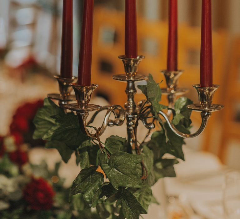 Red Tapered Candles // Image By Nicki Feltham Photography