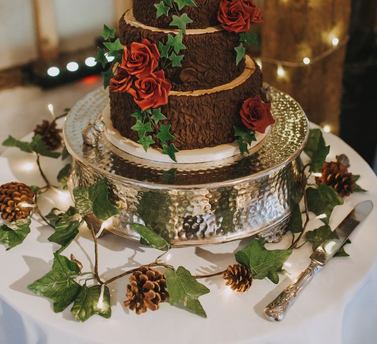 Tree Inspired Cake With Roses // Image By Nicki Feltham Photography