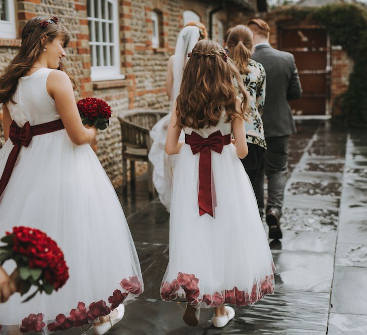 Flower Girls In White And Red Dresses // Image By Nicki Feltham Photography