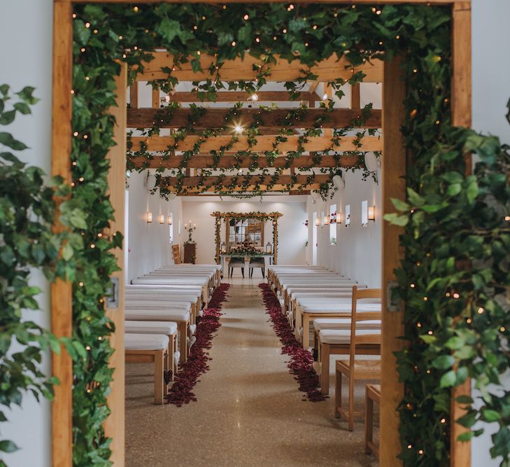 Rose Petal Lined Aisle For Wedding Ceremony // Image By Nicki Feltham Photography