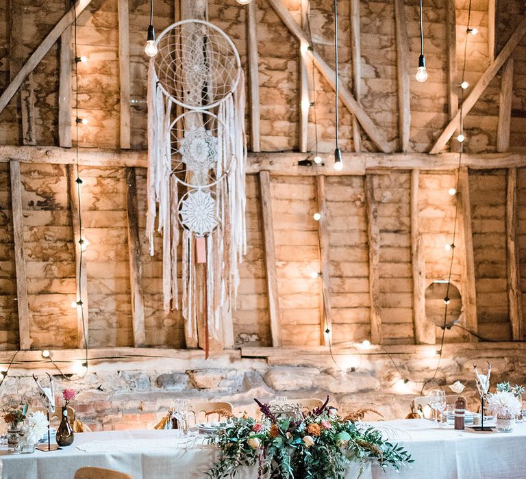 Macrame Ceremony Backdrop Rustic Hippie Wedding The Great Barn Dream Catchers And Oversized Florals Bride In Essence Of Australia Images Kathryn Hopkins