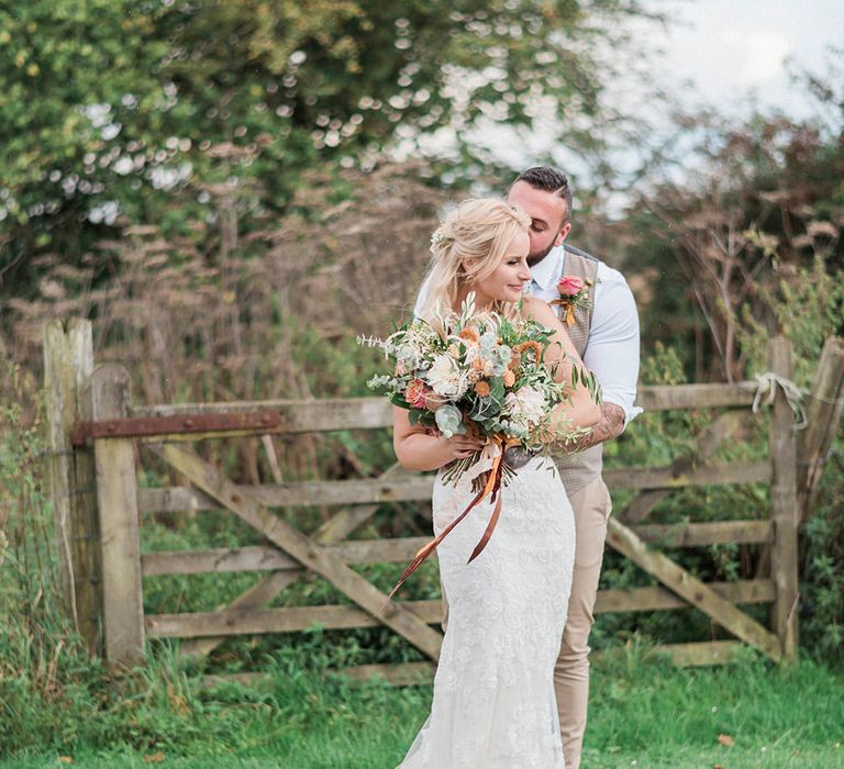 Protea Wedding Bouquet // Macrame Ceremony Backdrop Rustic Hippie Wedding The Great Barn Dream Catchers And Oversized Florals Bride In Essence Of Australia Images Kathryn Hopkins