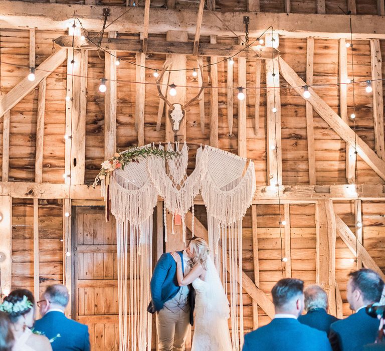 Macrame Ceremony Backdrop Rustic Hippie Wedding The Great Barn Dream Catchers And Oversized Florals Bride In Essence Of Australia Images Kathryn Hopkins