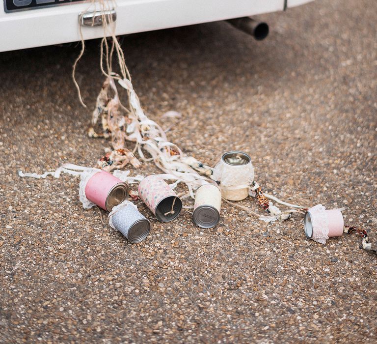 Wedding Car With Tin Cans // Macrame Ceremony Backdrop Rustic Hippie Wedding The Great Barn Dream Catchers And Oversized Florals Bride In Essence Of Australia Images Kathryn Hopkins