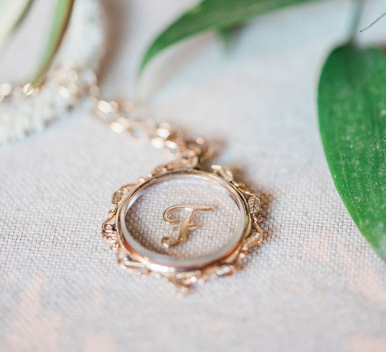 Initial Necklace For Bride // Macrame Ceremony Backdrop Rustic Hippie Wedding The Great Barn Dream Catchers And Oversized Florals Bride In Essence Of Australia Images Kathryn Hopkins