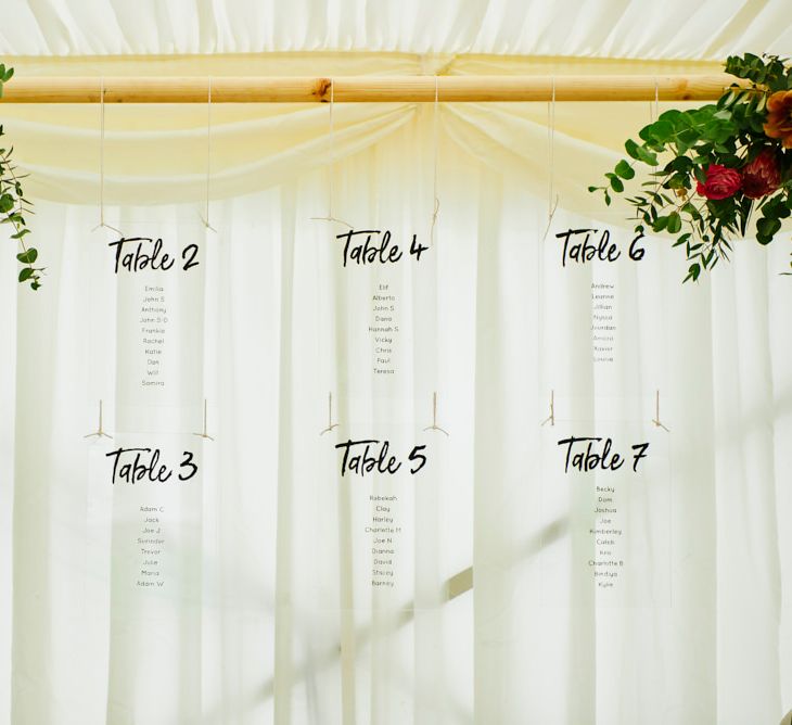 Hanging Table Plan For Wedding