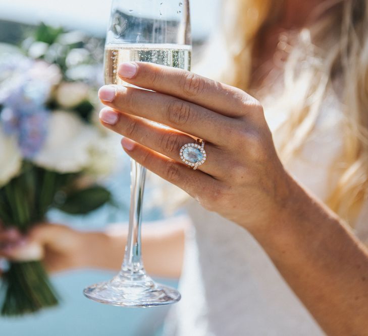 Aquamarine and Diamond Engagement Ring