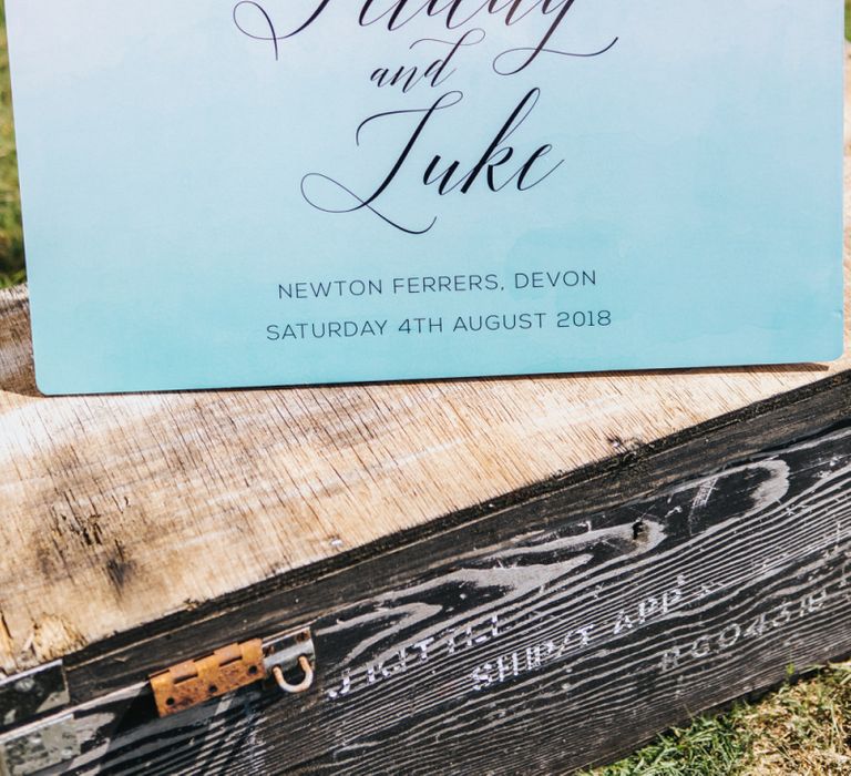 Blue Ombre Wedding Welcome Sign