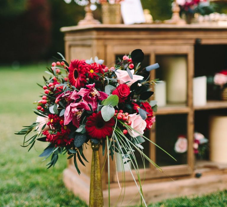 Tall Red and Pink Wedding Flowers