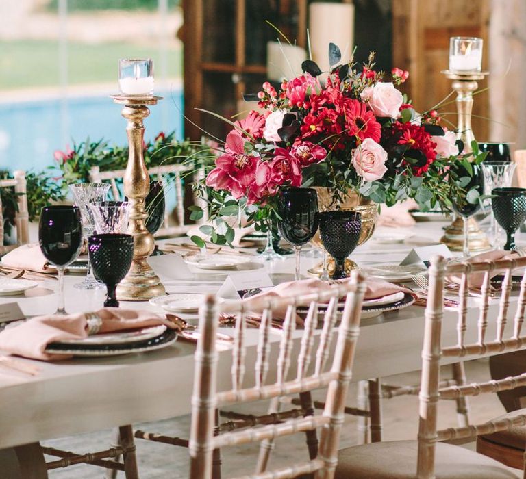 Floral Centrepieces with Red Gerbera's and Roses