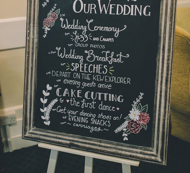 Details and Signage. A Quintessentially British Venue at Cambridge Cottage, Royal Botanic Gardens Kew. Bride Wears Paloma Blanca from Pure Couture Bridal and Groom Wears Tailored Suit from Hackett London.