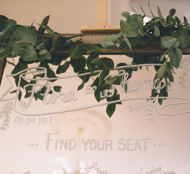 Signage. A Quintessentially British Venue at Cambridge Cottage, Royal Botanic Gardens Kew. Bride Wears Paloma Blanca from Pure Couture Bridal and Groom Wears Tailored Suit from Hackett London.