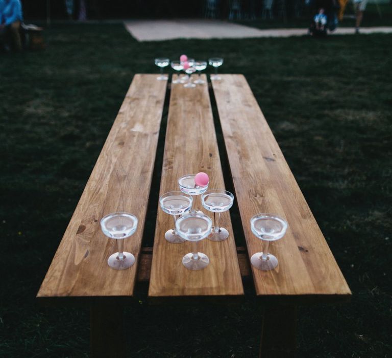 Prosecco Pong At Wedding Reception // Image By Jason Williams Photography