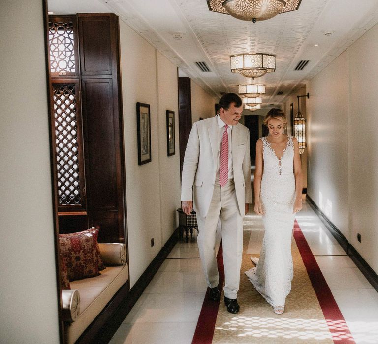 Bride makes her way to ceremony at Egypt wedding