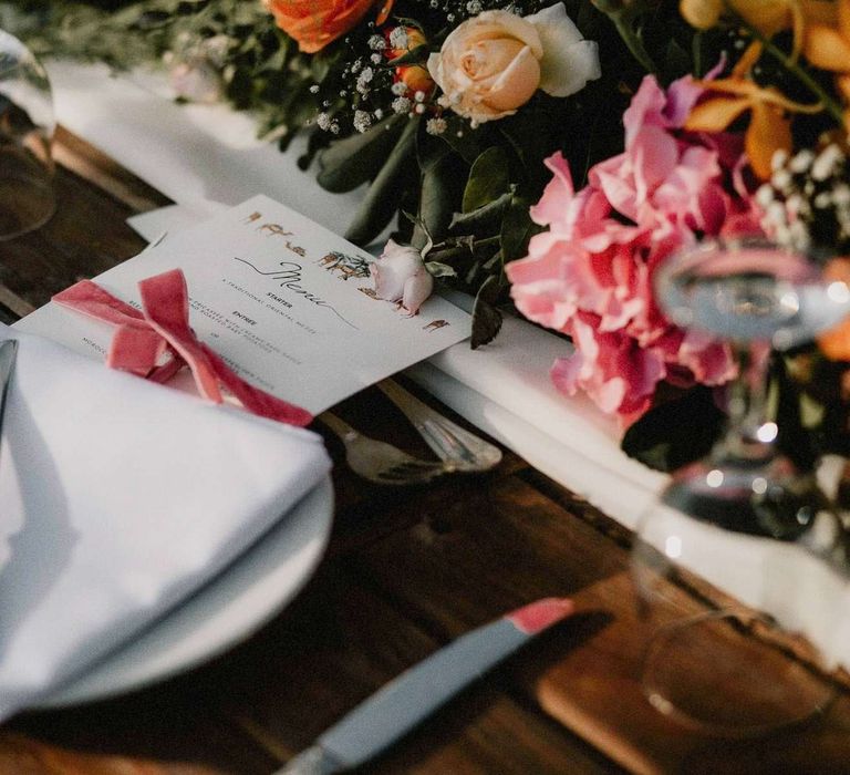 Bright wedding flowers for table decoration