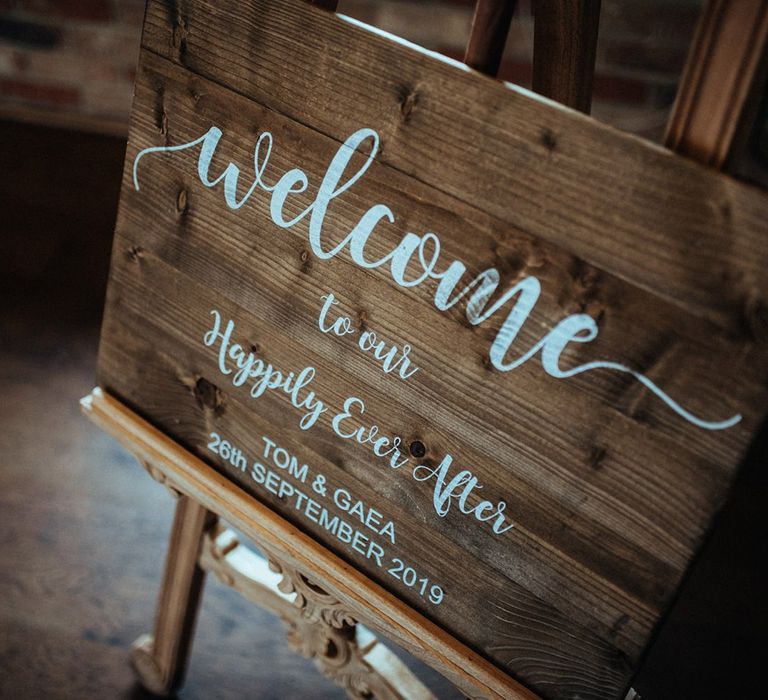 Wooden Wedding signs at Long Furlong Barn