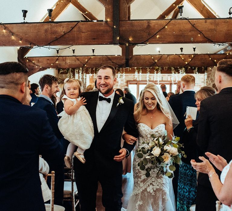 Bride and groom at Long Furlong Barn wedding ceremony