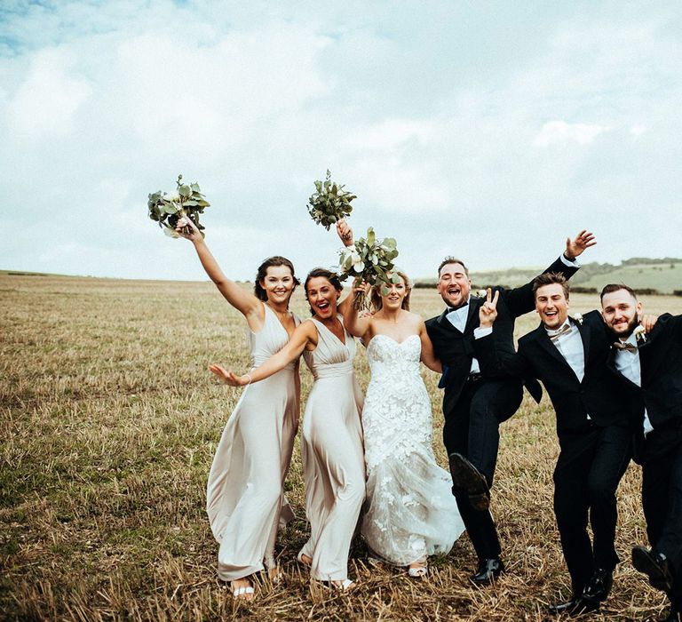 Wedding party at Long Furlong Barn wedding