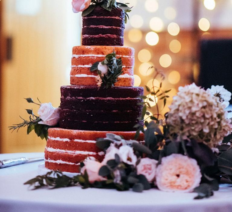 Rustic naked wedding cake