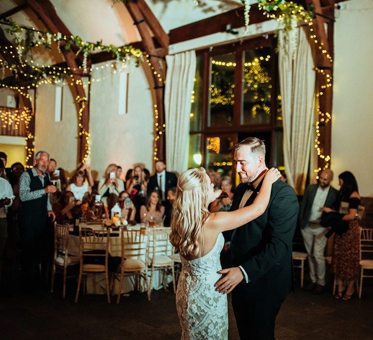 Bride and groom first dance at Long Furlong Barn