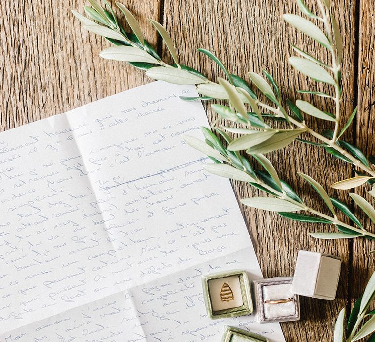 Ring Boxes | Outdoor Wedding at Commanderie de Peyrassol, Provence, France Styled by La Chuchoteuse | Lace Bridal Gown | Black Tie Suit | Rustic Stretch Tent Reception | Raisa Zwart Photography