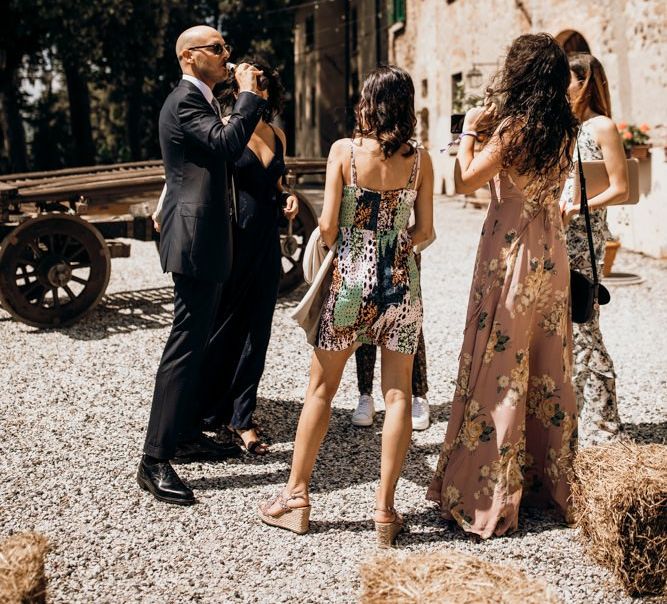 Guests gather at Tuscan wedding venue