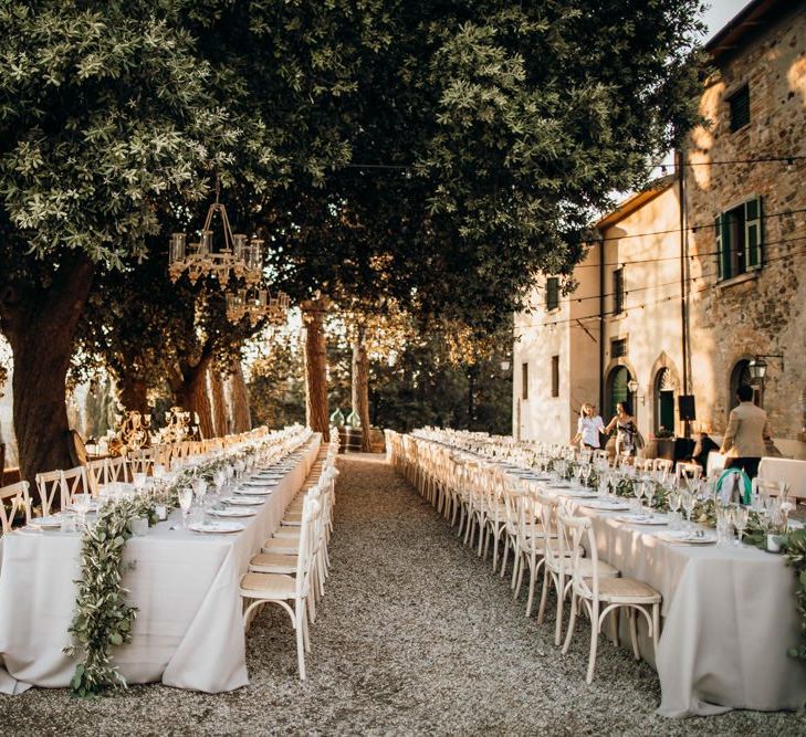 Stunning wedding table scape at Tuscan villa