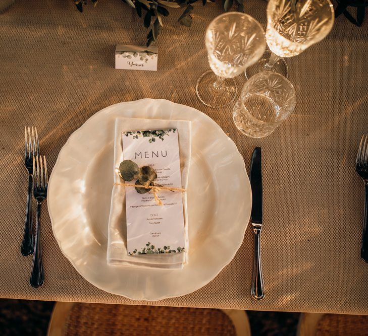 Wedding table place setting