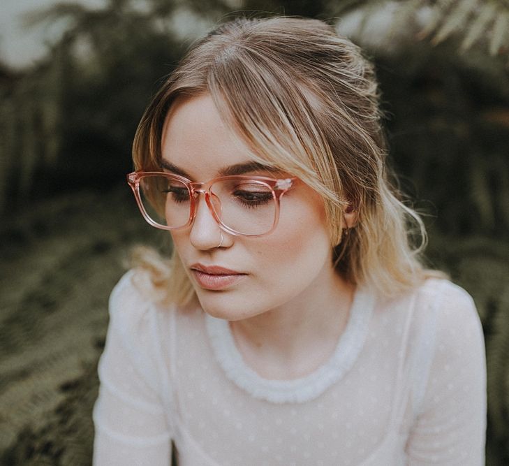 Bride in Glasses &amp; Muscat Bridal Gown | Lavender, Peach &amp; Black Geek Chic Wedding at Swiss Garden Fernery &amp; Grotto, Shuttleworth | Planning &amp; Styling by Rose &amp; Dandy | Lola Rose Photography