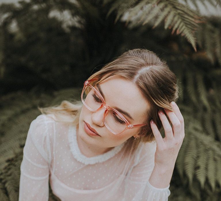 Bride in Glasses &amp; Muscat Bridal Gown | Lavender, Peach &amp; Black Geek Chic Wedding at Swiss Garden Fernery &amp; Grotto, Shuttleworth | Planning &amp; Styling by Rose &amp; Dandy | Lola Rose Photography