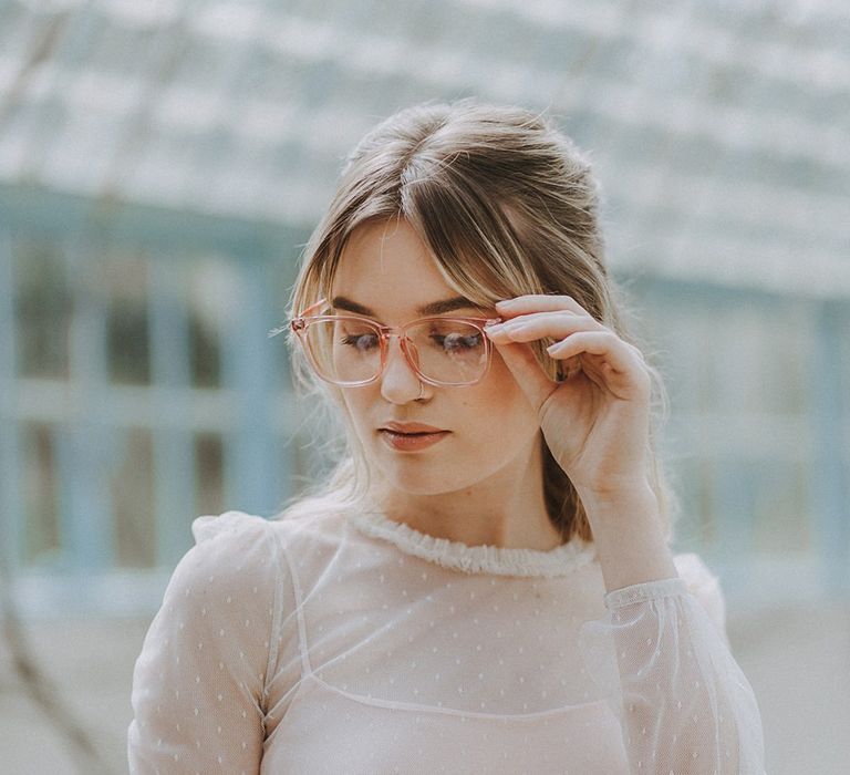 Bride in Glasses &amp; Muscat Bridal Gown | Lavender, Peach &amp; Black Geek Chic Wedding at Swiss Garden Fernery &amp; Grotto, Shuttleworth | Planning &amp; Styling by Rose &amp; Dandy | Lola Rose Photography