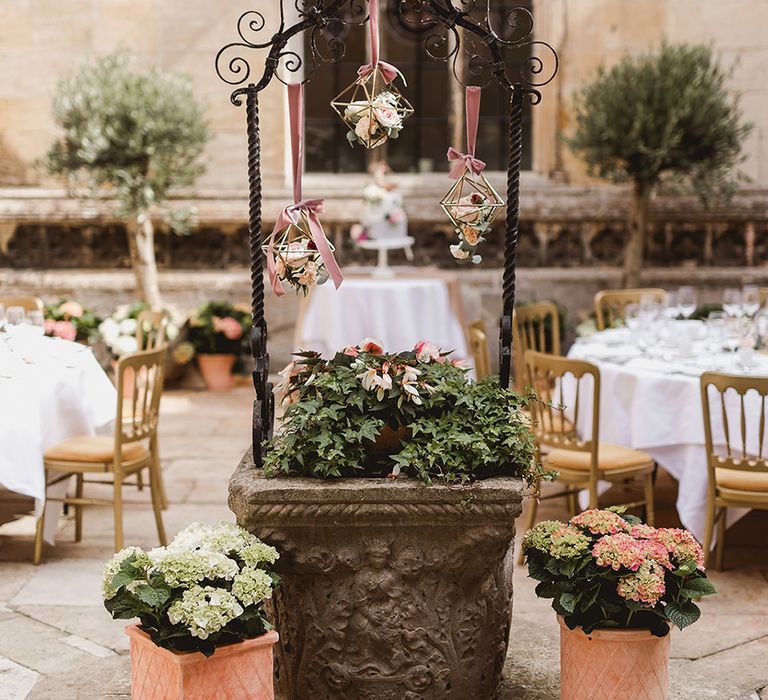 Geometric Details &amp; Hanging Foliage For Hengrave Hall Wedding With Outdoor Reception With Images From Sam And Louise Photography