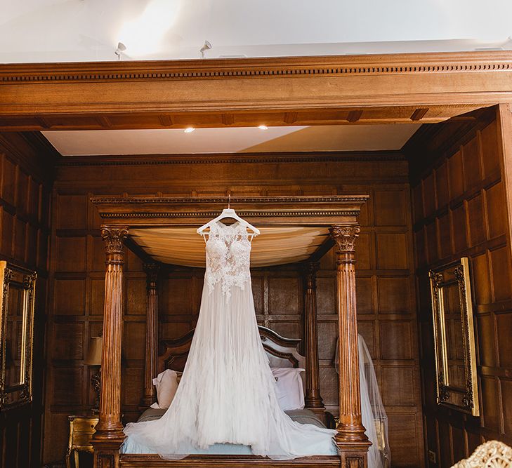 Sheer Tulle Wedding Dress // Geometric Details &amp; Hanging Foliage For Hengrave Hall Wedding With Outdoor Reception With Images From Sam And Louise Photography