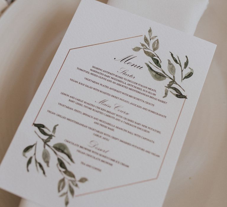 Menu Card | Wedding Stationery | Millbridge Court, Surrey Wedding with DIY Decor, Foliage &amp; Giant Balloons | Nataly J Photography