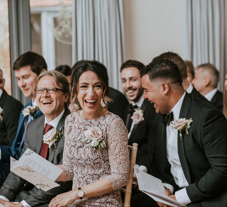 Wedding Ceremony Guests | Millbridge Court, Surrey Wedding with DIY Decor, Foliage &amp; Giant Balloons | Nataly J Photography