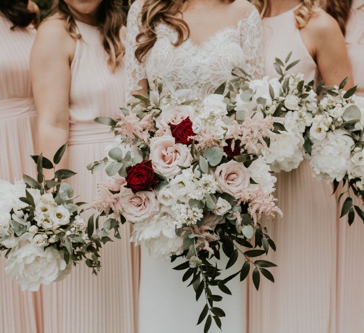 Romantic Pink &amp; White Rose Bouquet | Millbridge Court, Surrey Wedding with DIY Decor, Foliage &amp; Giant Balloons | Nataly J Photography