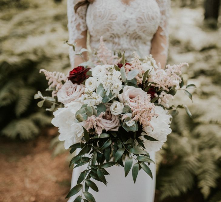 Romantic Pink &amp; White Rose Bouquet | Millbridge Court, Surrey Wedding with DIY Decor, Foliage &amp; Giant Balloons | Nataly J Photography