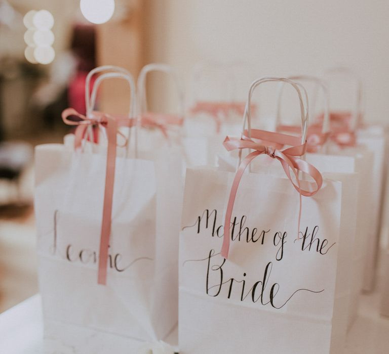 Bridesmaid Gift Bags | Millbridge Court, Surrey Wedding with DIY Decor, Foliage &amp; Giant Balloons | Nataly J Photography