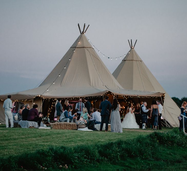 Outdoor Tipi Wedding At Tip Top Venues With Images From Elena Popa Photography Grazing Board Wedding Food And Brides In Wed 2 B Dresses