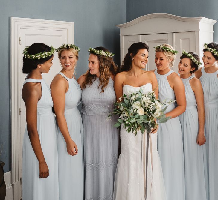 Bridesmaids In Pastel Halterneck Dresses // French Destination Wedding Bordeaux  Marry Me In France Suzanne Neville Bride Darek Smietana Photography