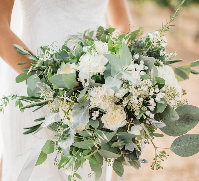 Foliage &amp; Pastel Wedding Bouquet // French Destination Wedding Bordeaux  Marry Me In France Suzanne Neville Bride Darek Smietana Photography