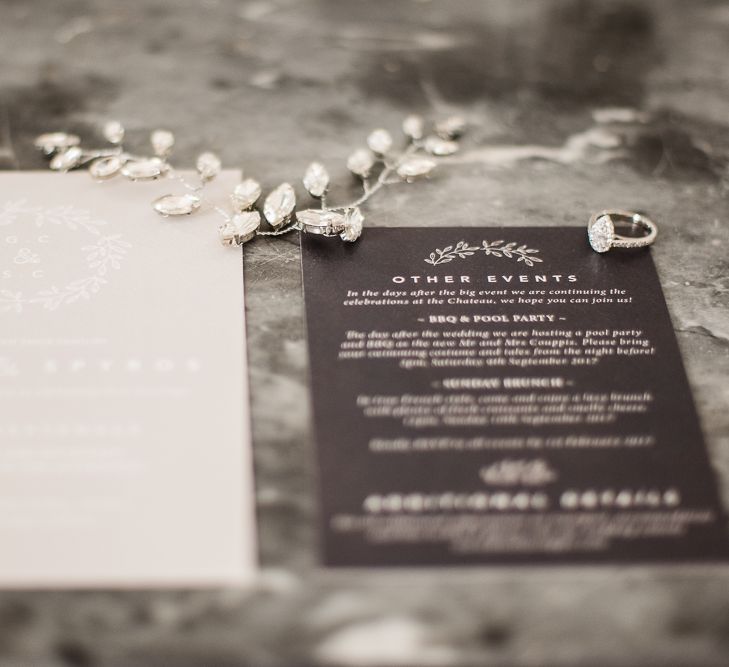 Elegant Grey Stationery Suite // French Destination Wedding Bordeaux  Marry Me In France Suzanne Neville Bride Darek Smietana Photography