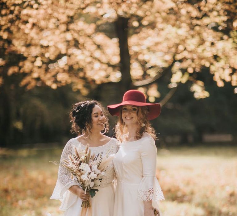 Boho Brides Portrait in the Woods with Felt Hat